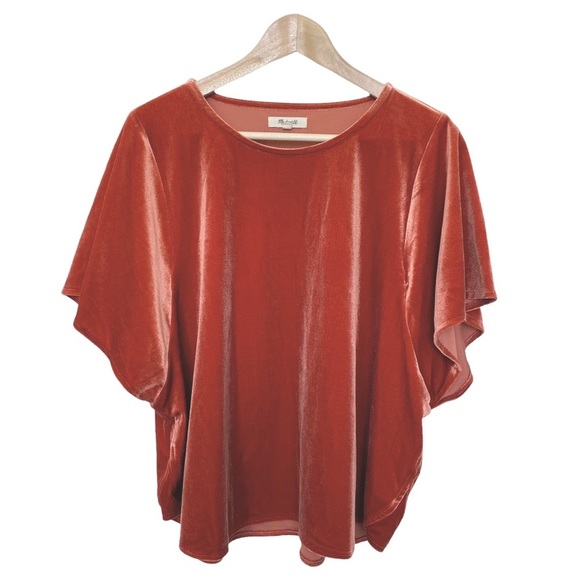 Madewell Tops - Madewell Velvet Butterfly Sleeve Top Burnt Orange XXL